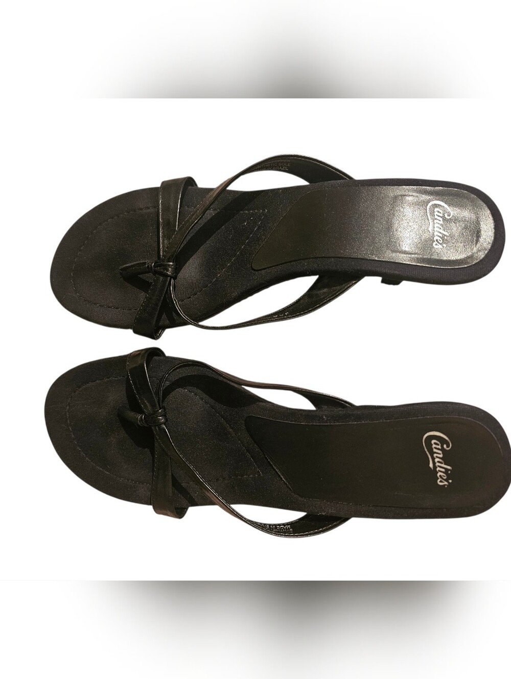 Candie's Black Leather Heeled Strappy Knot Sandals for Women. Size 10. - Picture 2 of 6